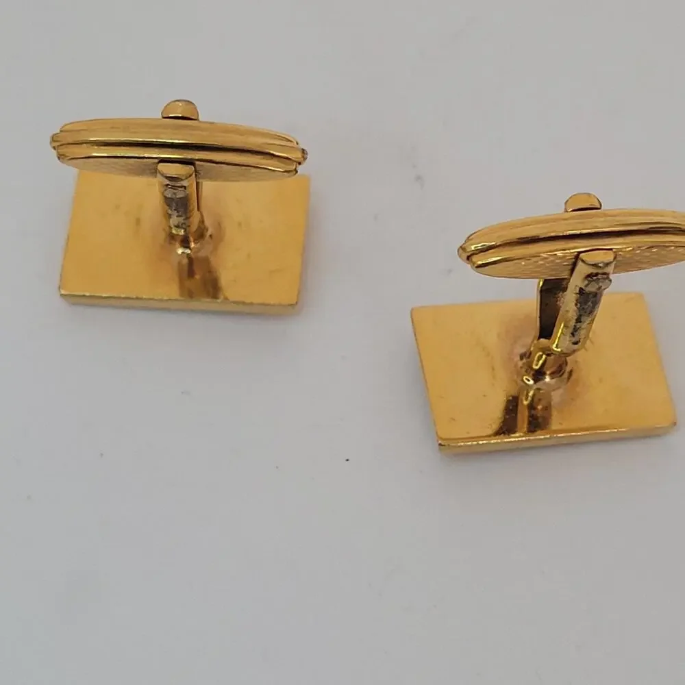 Dunhill D Cufflinks Gold Onyx Black Tone Logo Square Designer Logo Vintage Fair